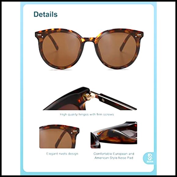 Plastic Frame Round Sunglasses UV400 Protection Large Frame main image 6